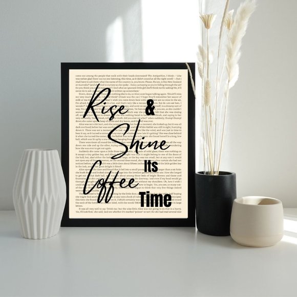Coffee Quote Book Page Art Print, Rise and Shine, Coffee Bar Decor - Picture 3 of 4